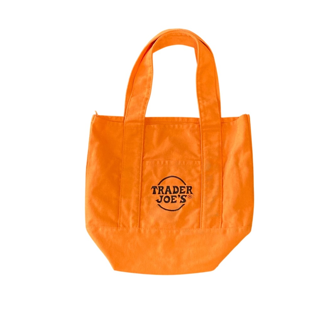 Trader Joe's Mini Canvas Tote Bag Orange Limited Edition Grocery Bag Handbag
